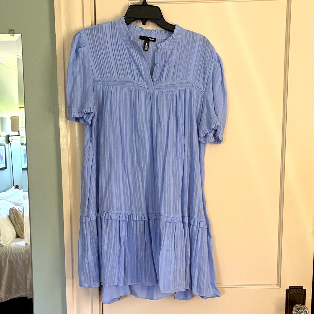 Aqua Sky Blue Buttoned Top